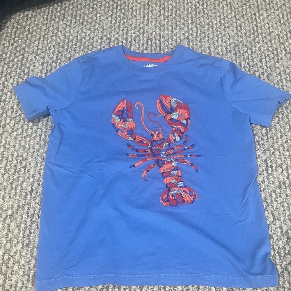 Lands' End Blue Kids Shirt with Red Lobster Design